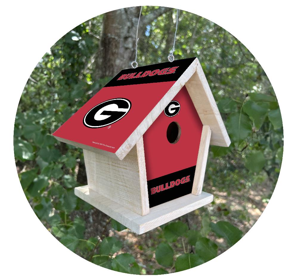 fan creations NCAA University of Georgia-Themed Birdhouse – White Mahogany with Bright UV Printed Team Colors