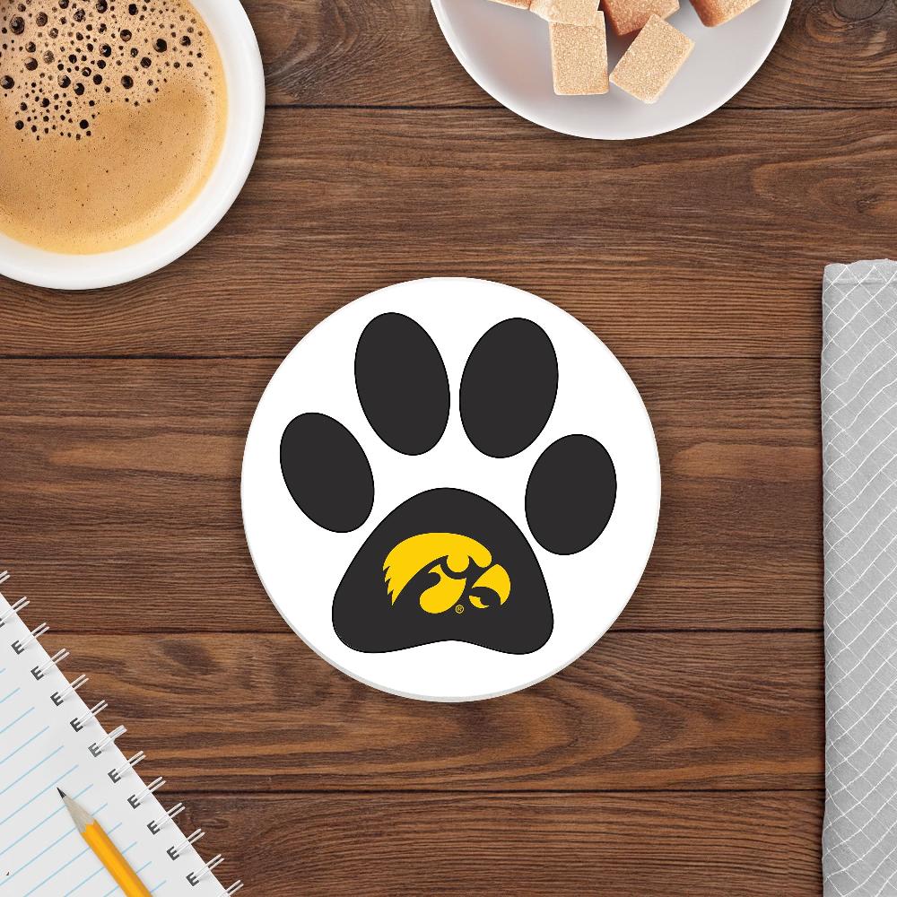 fan creations NCAA - University of Iowa 4 in Round Dog Paw Coaster