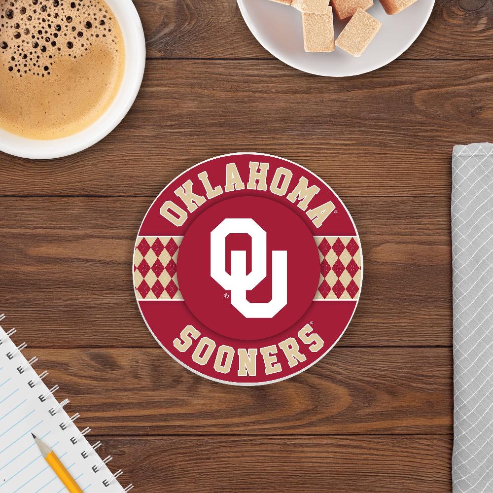 fan creations NCAA - University of Oklahoma 4 inch Ceramic Argyle Coaster