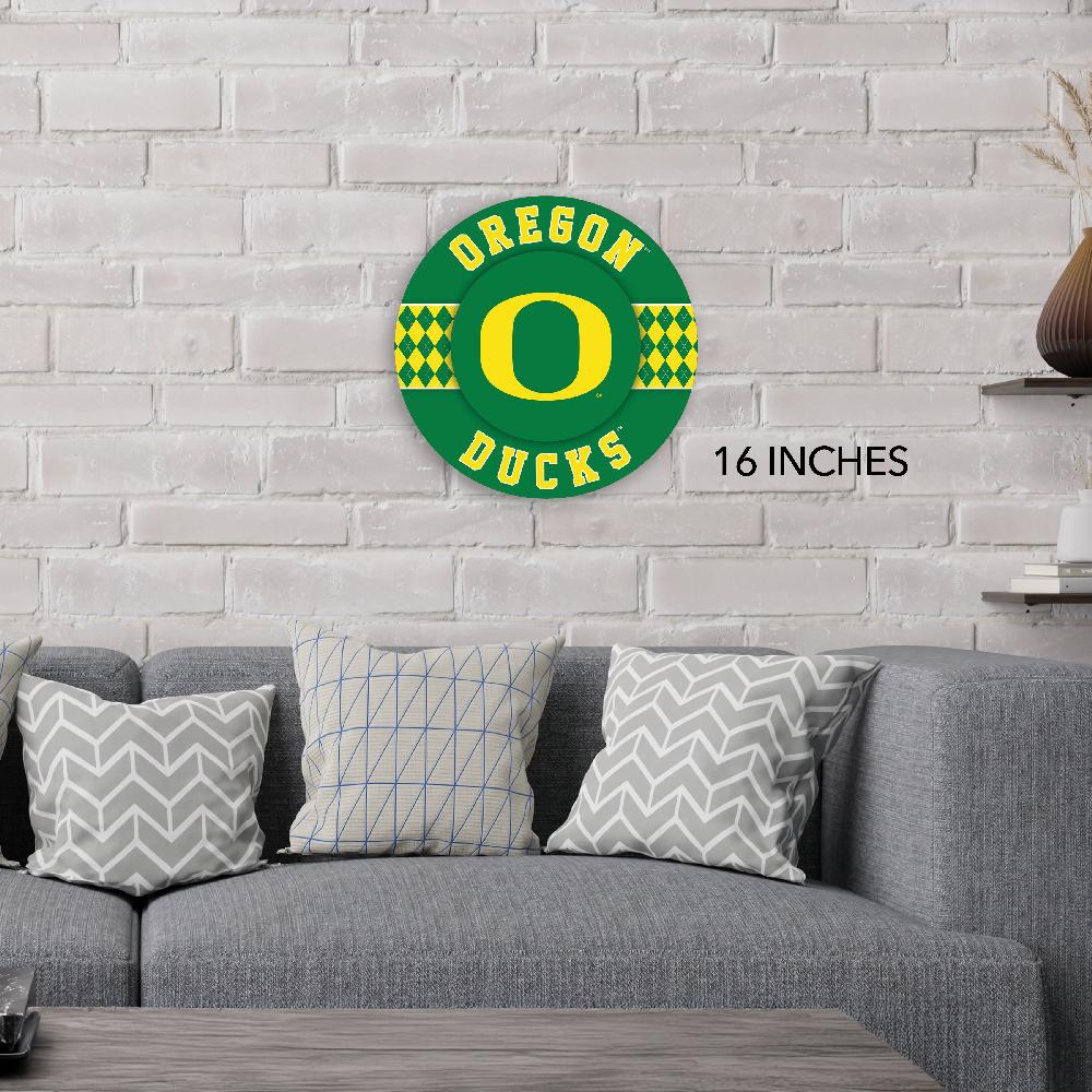 fan creations NCAA University of Oregon Argyle 16inc Circle Wall Art
