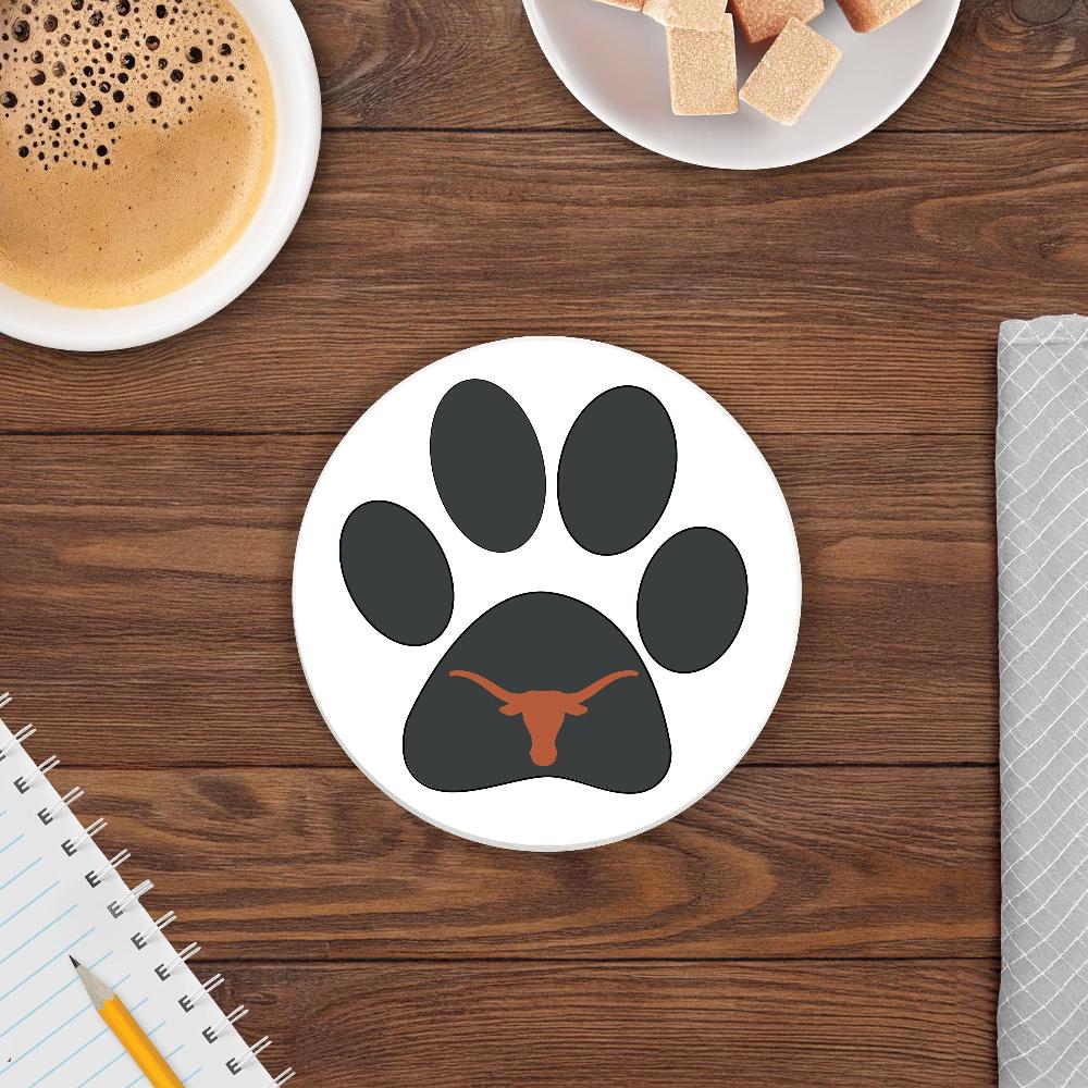 fan creations NCAA - University of Texas 4 in Round Dog Paw Coaster