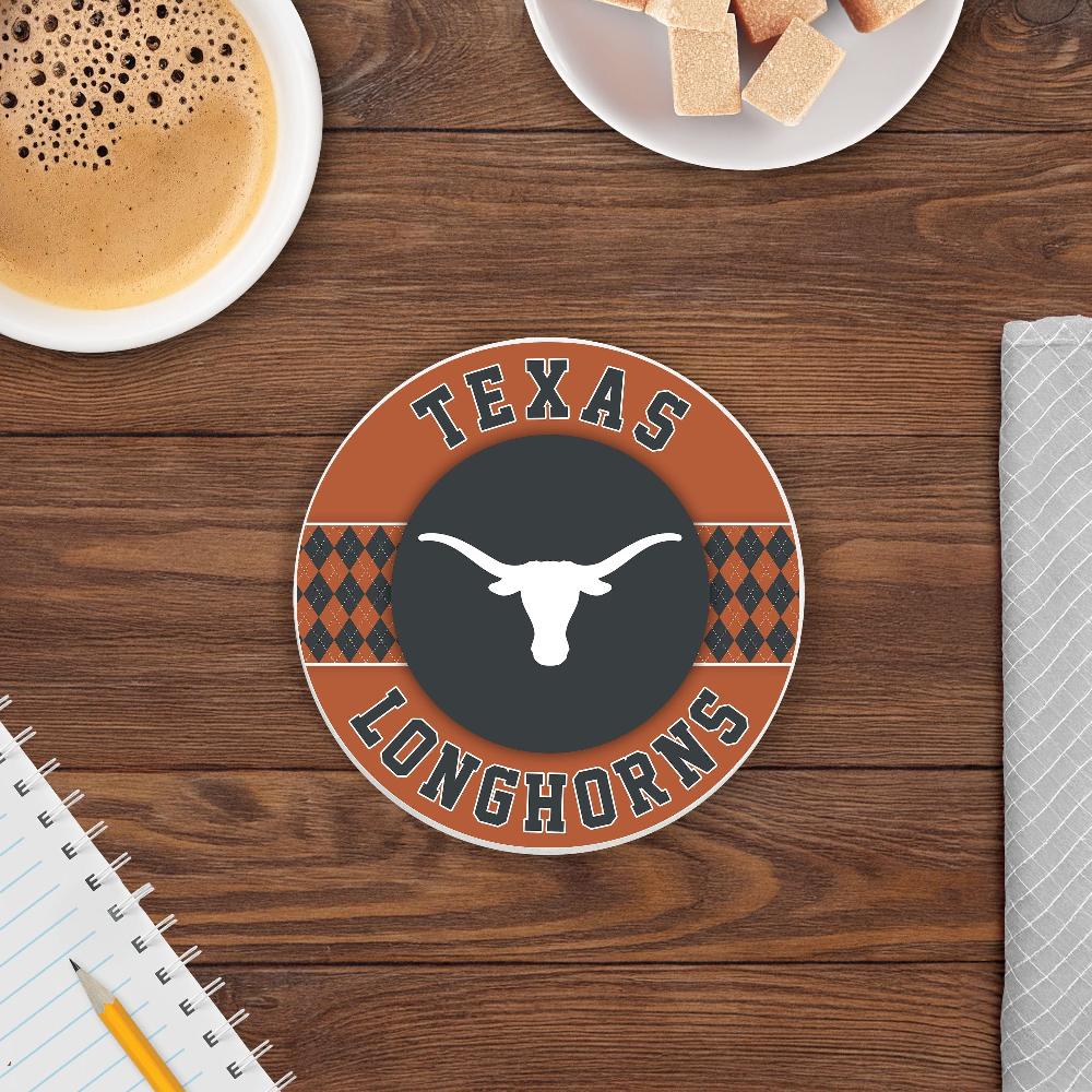 fan creations NCAA - University of Texas 4 inch Ceramic Argyle Coaster