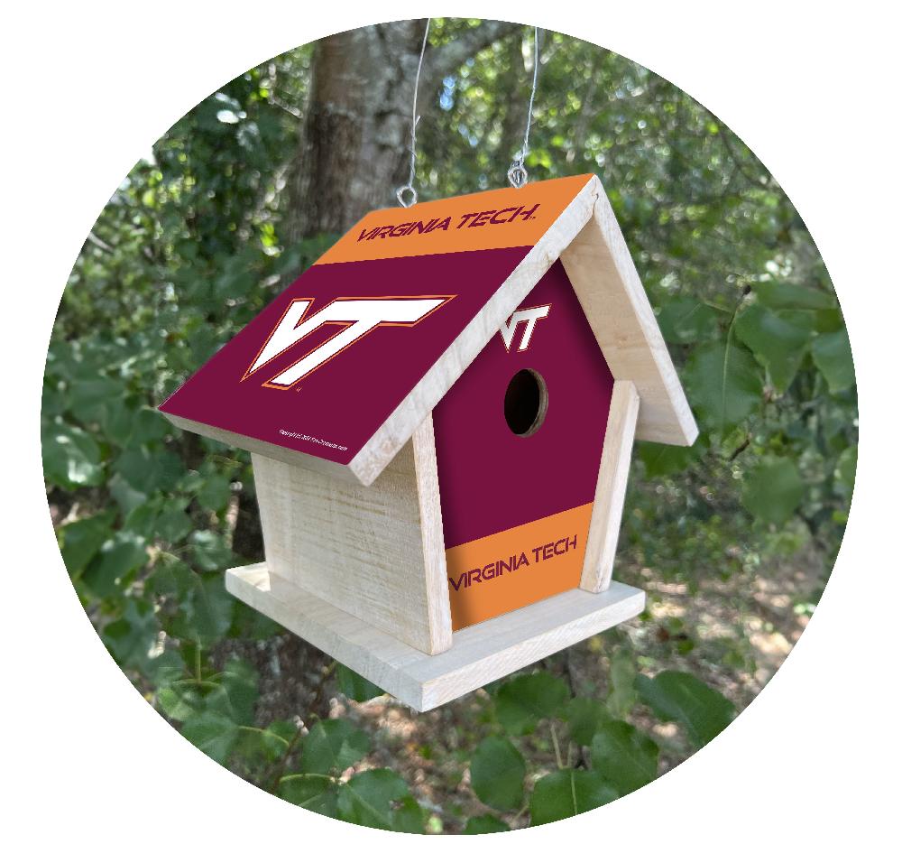 fan creations NCAA Virginia Tech-Themed Birdhouse – White Mahogany with Bright UV Printed Team Colors
