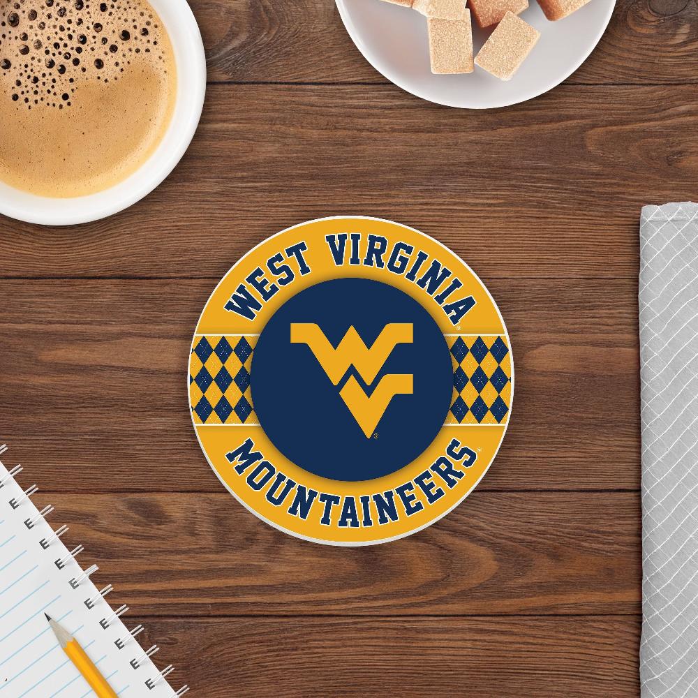 fan creations NCAA - West Virginia University 4 inch Ceramic Argyle Coaster
