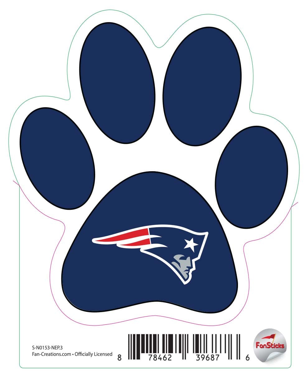 fan creations New England Patriots 3in Decal Paw Print with Team Logo