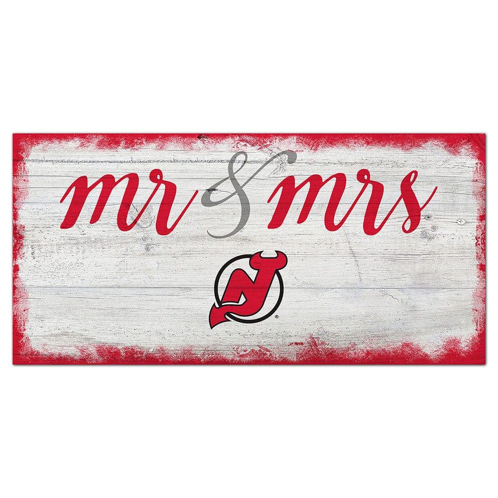 fan creations New Jersey Devils Script Mr & Mrs 6x12 Sign