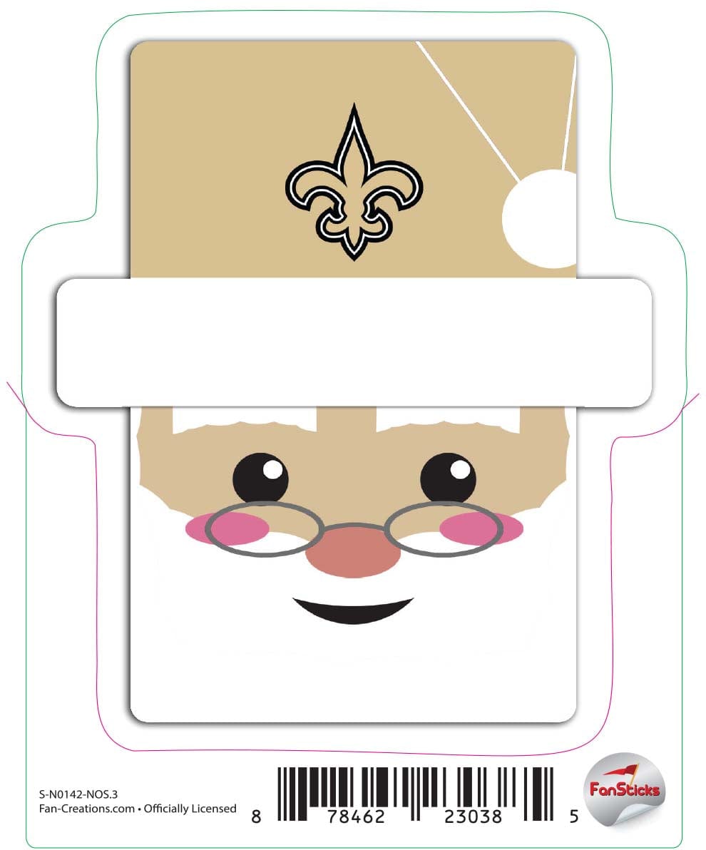 fan creations New Orleans Saints 3in Decal Santa Holiday Head