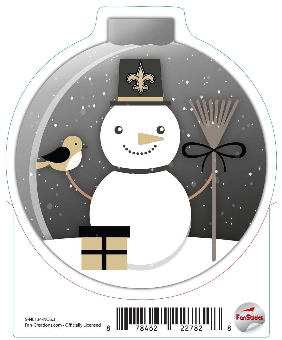 fan creations New Orleans Saints 3in Decal Snowman Ornament