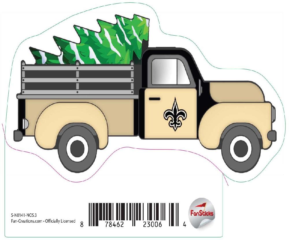 fan creations New Orleans Saints 3in Decal Truck with Christmas Tree