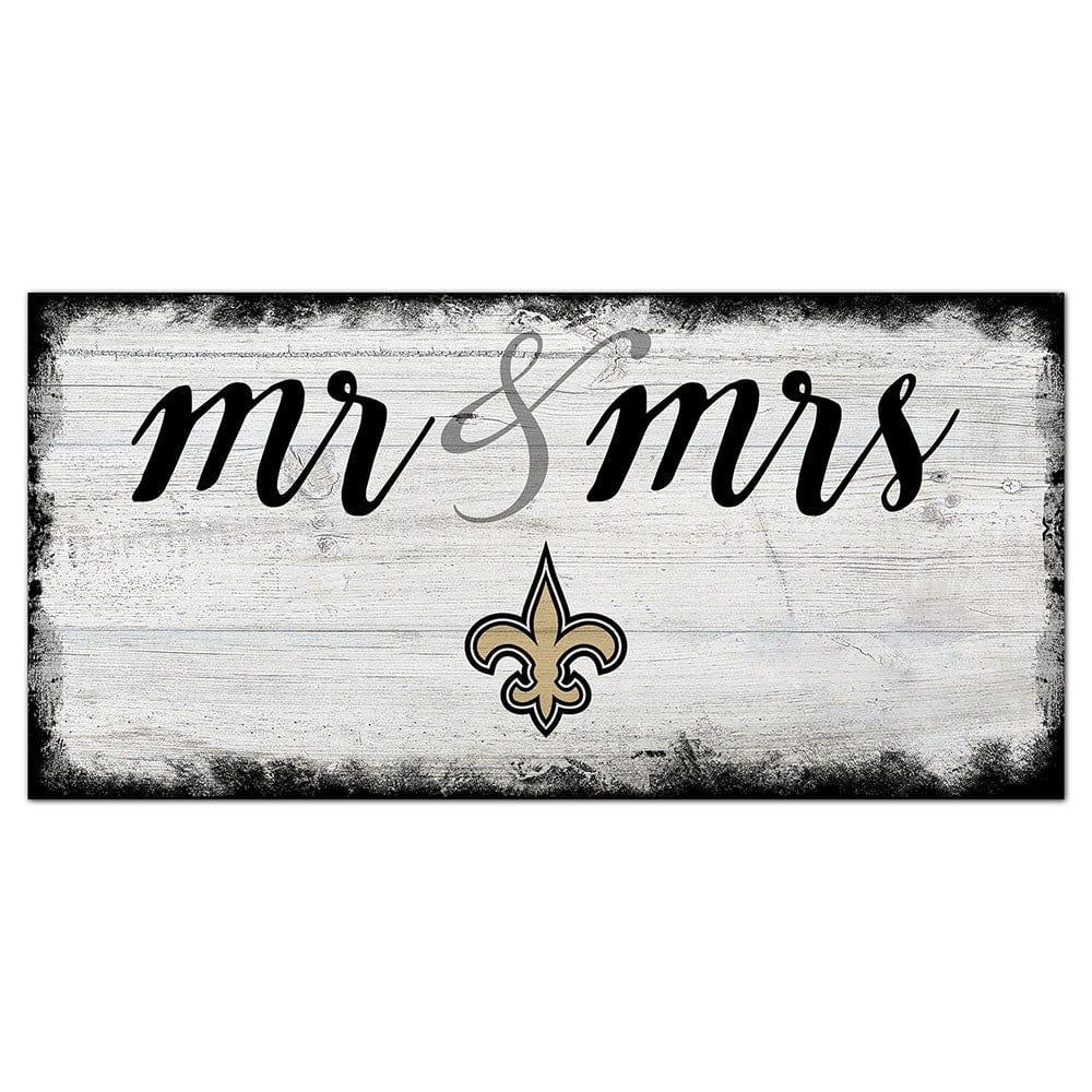 fan creations New Orleans Saints Script Mr & Mrs 6x12 Sign