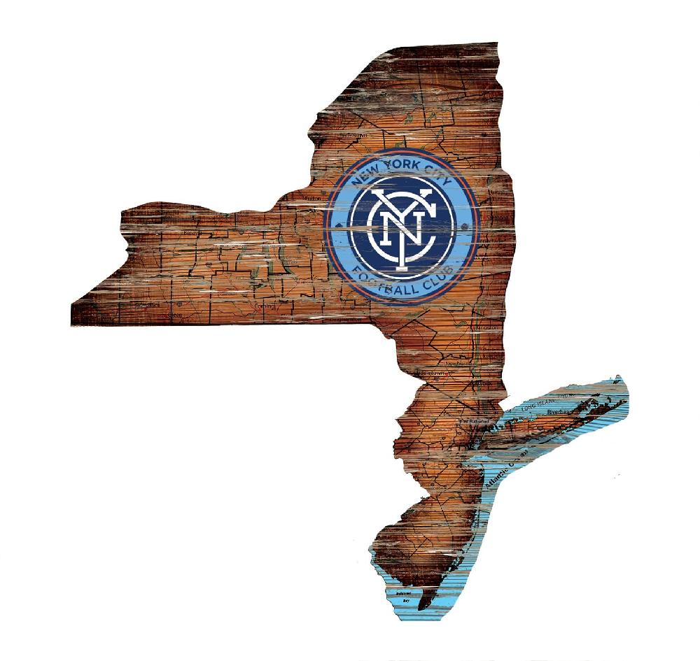fan creations New York City FC Distressed State With Logo Sign