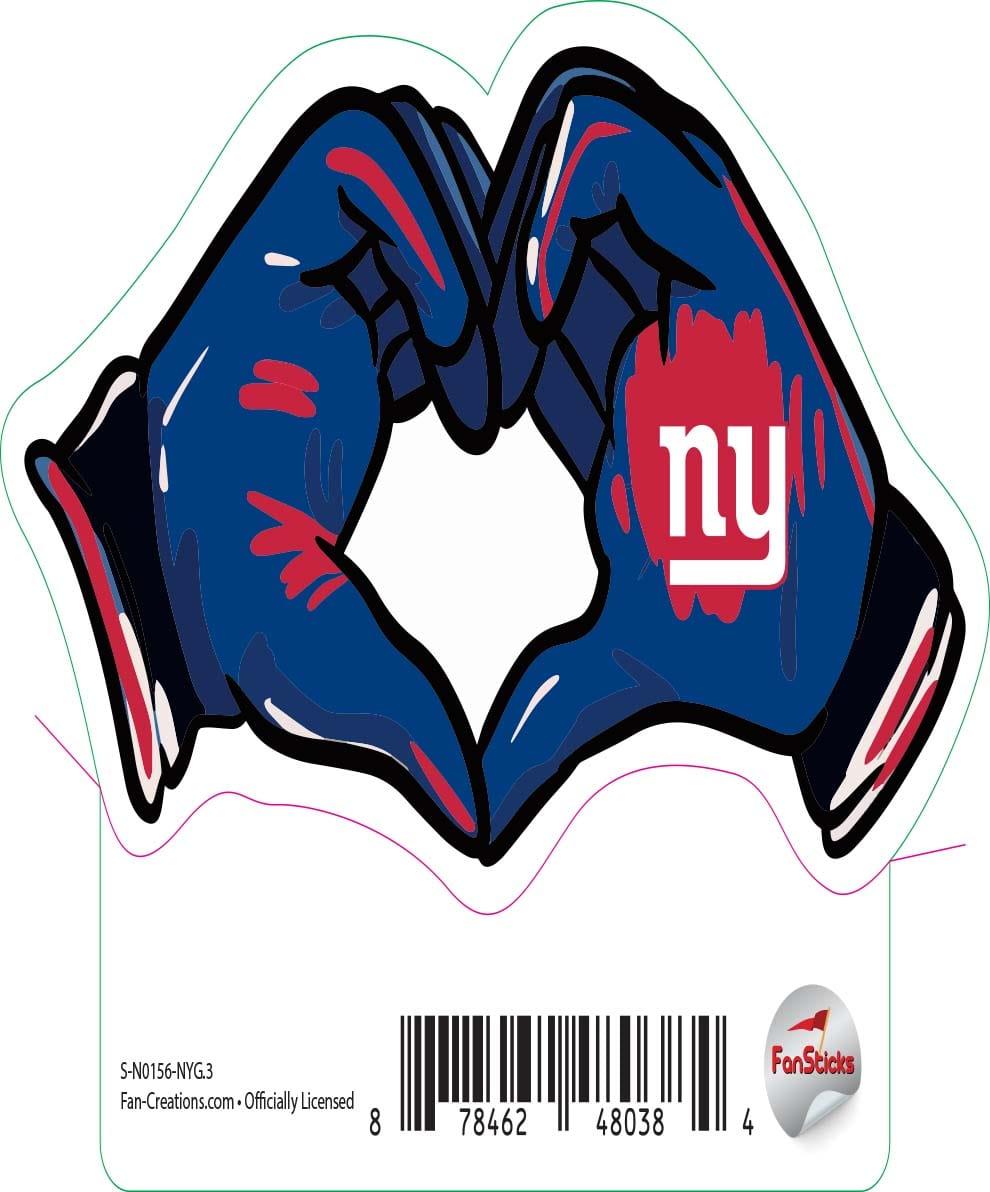 fan creations New York Giants 3in Decal Sticker Heart Hands