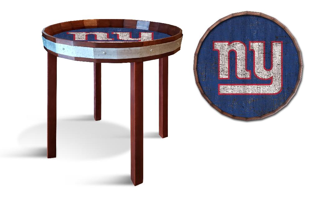 fan creations New York Giants Barrel Top Side Table