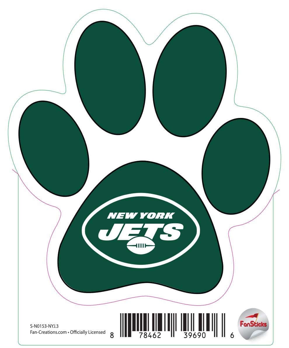 fan creations New York Jets 3in Decal Paw Print with Team Logo