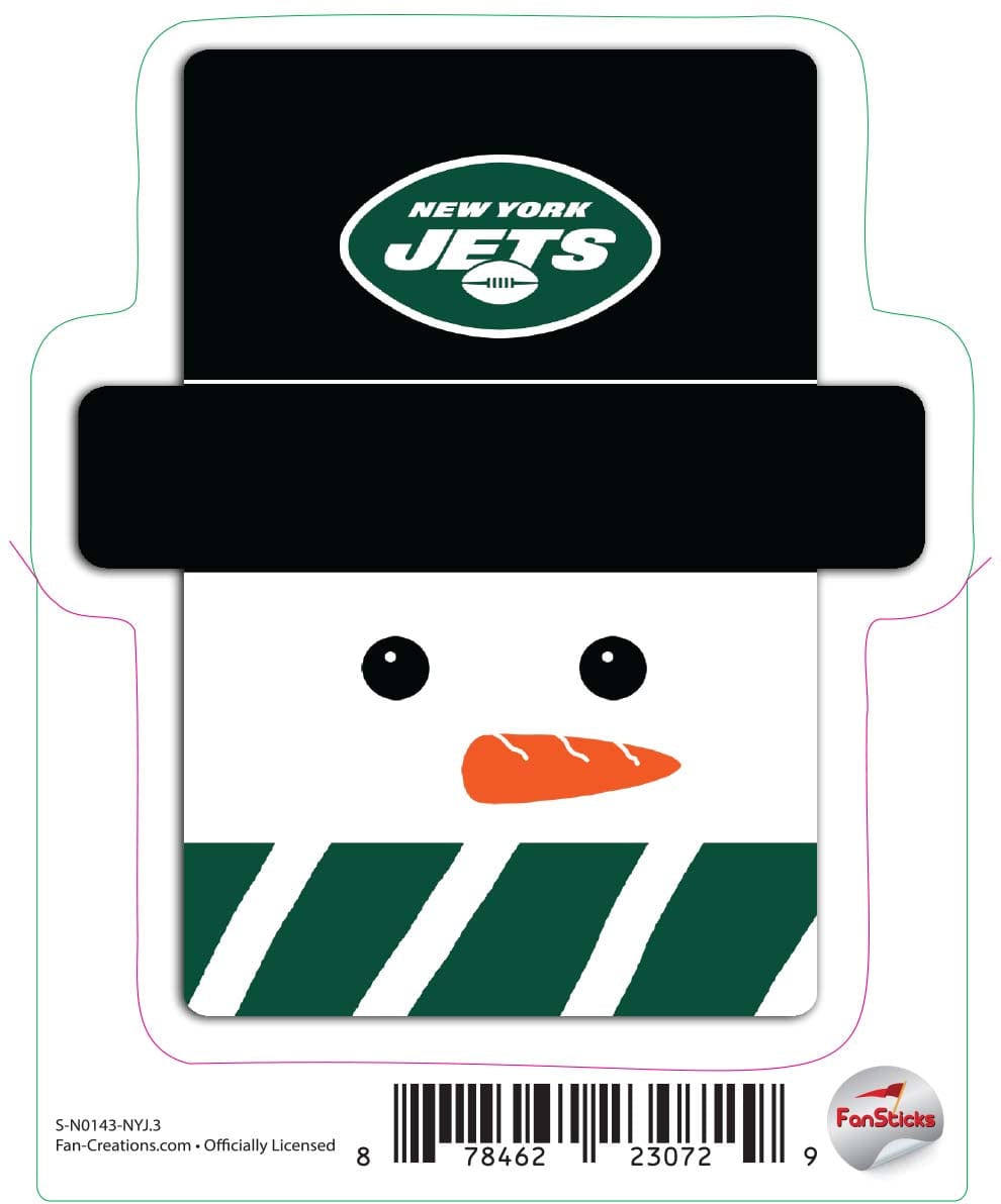 fan creations New York Jets 3in Decal Snowman Holiday Head