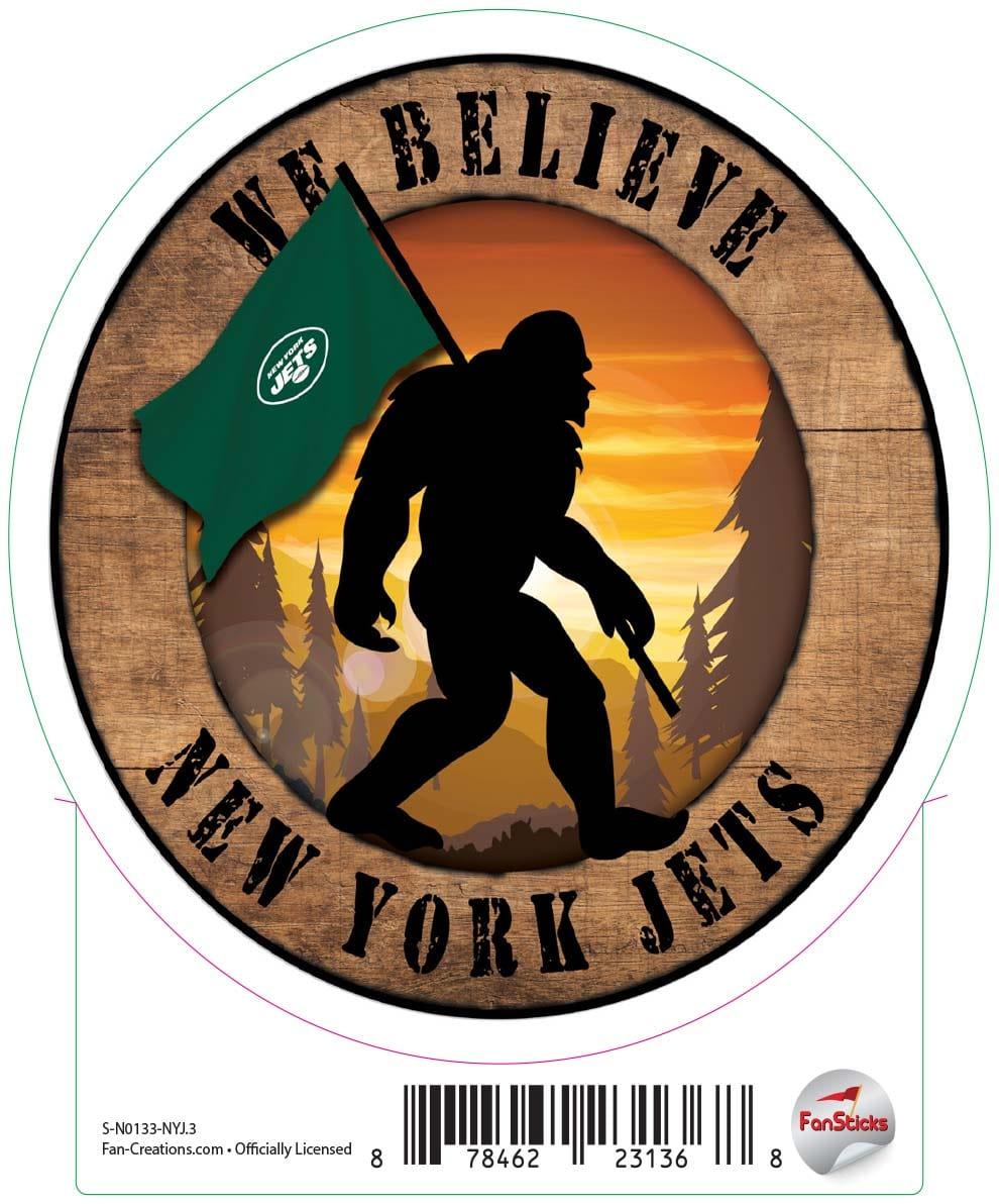 fan creations New York Jets 3in Decal We Believe Bigfoot Circle