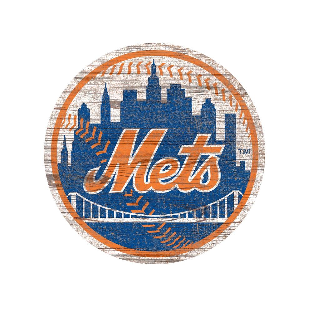 fan creations New York Mets Distressed Logo Cutout Sign