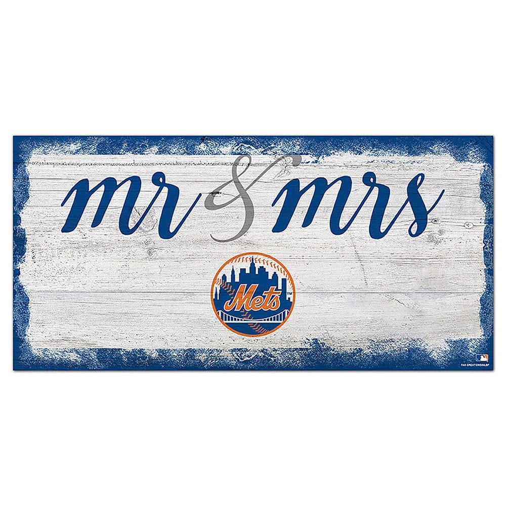 fan creations New York Mets Script Mr & Mrs 6x12 Sign