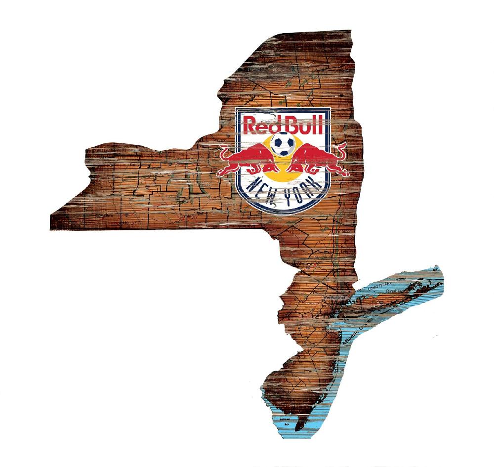 fan creations New York Red Bulls Distressed State With Logo Sign