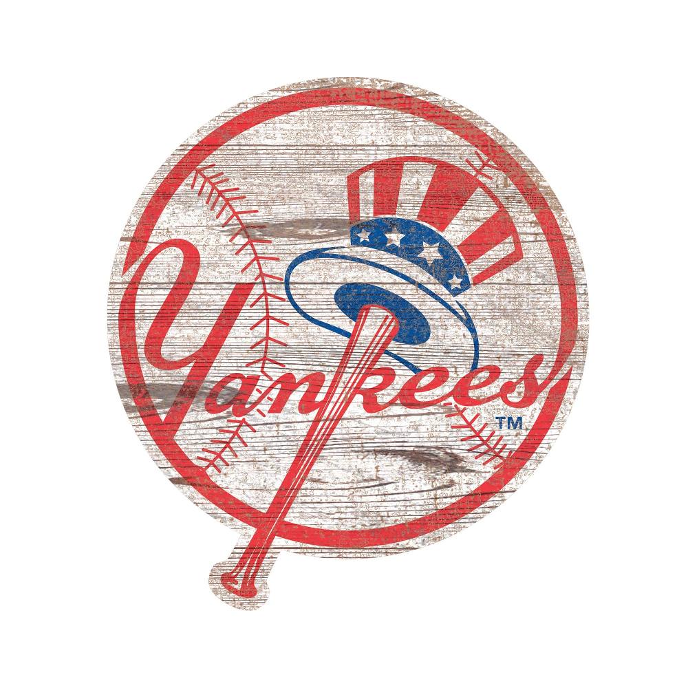 fan creations New York Yankees Distressed Logo Cutout Sign