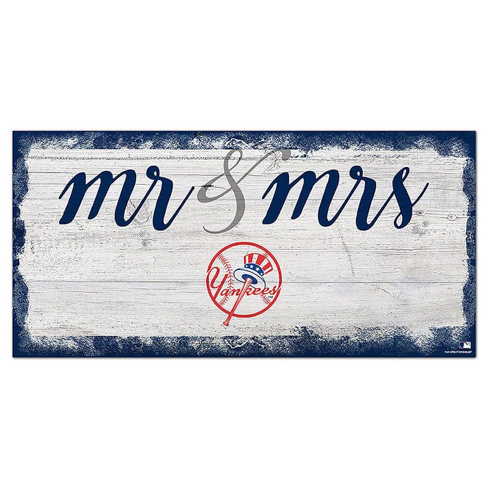 fan creations New York Yankees Script Mr & Mrs 6x12 Sign