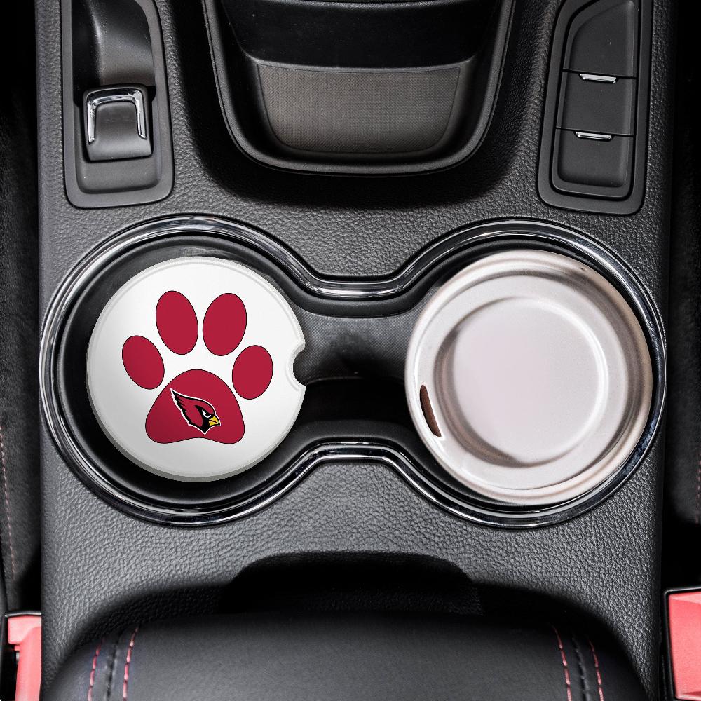 fan creations NFL Arizona Cardinals -Themed Ceramic Car Coaster – 2.5" Paw Print Design - 2 Pack