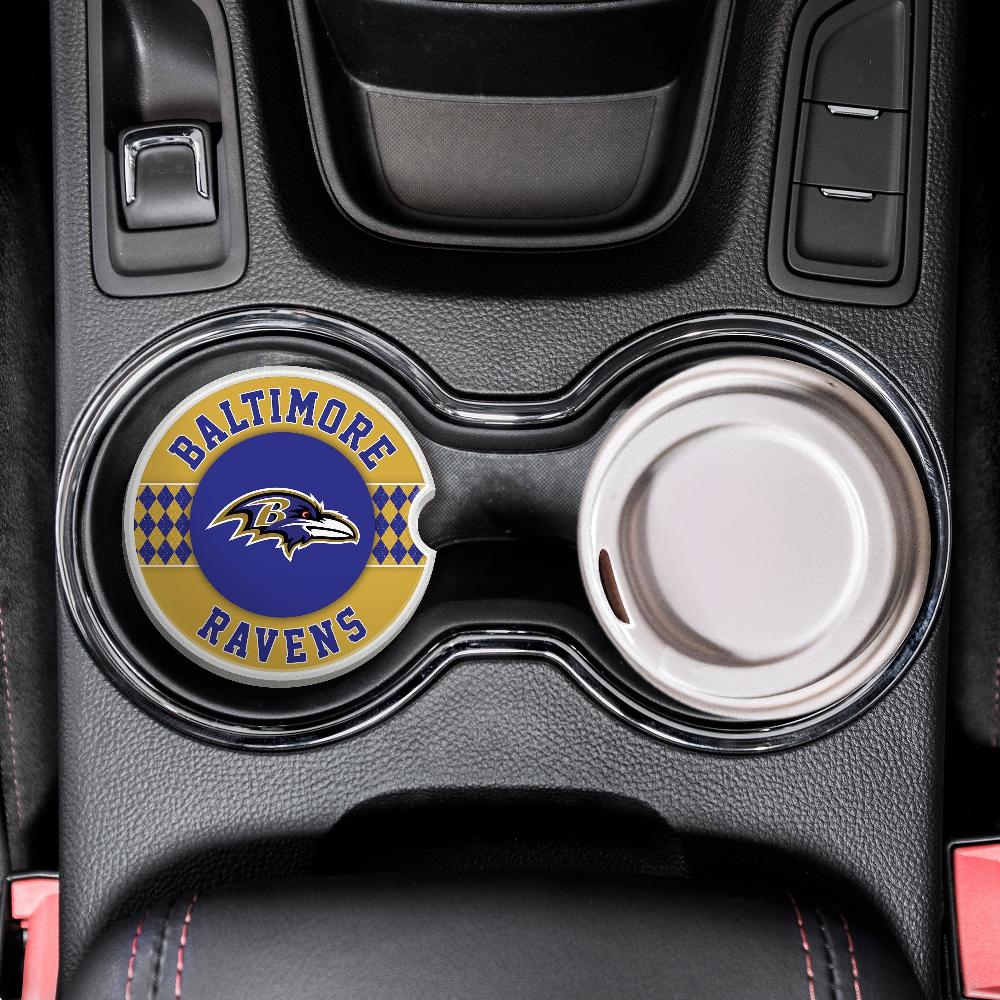 Fan Creations NFL Baltimore Ravens Argyle Ceramic Car Coaster - 2 Pack