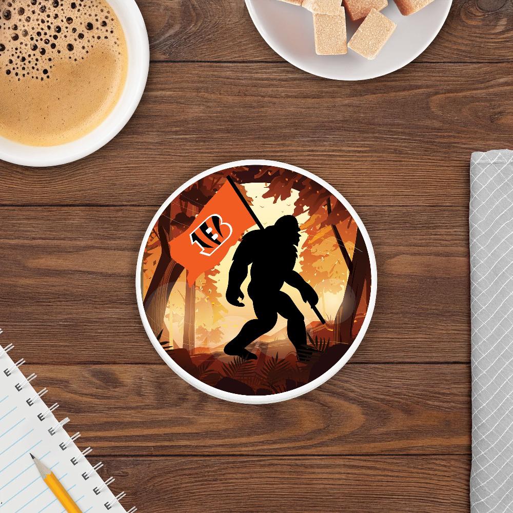 fan creations NFL Cincinnati Bengals - 4 inch Ceramic Big Foot Flag Car Coaster