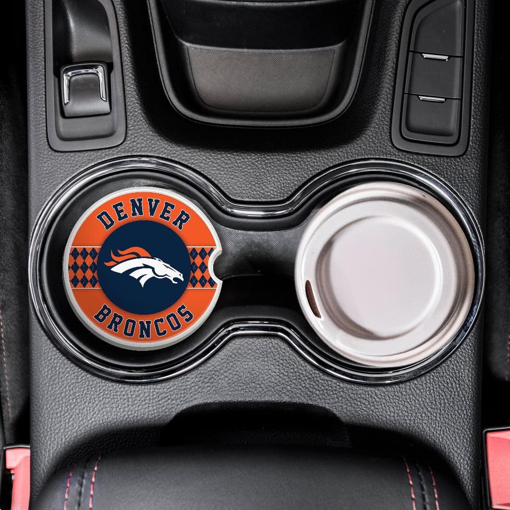 Fan Creations NFL Denver Broncos Argyle Ceramic Car Coaster - 2 Pack