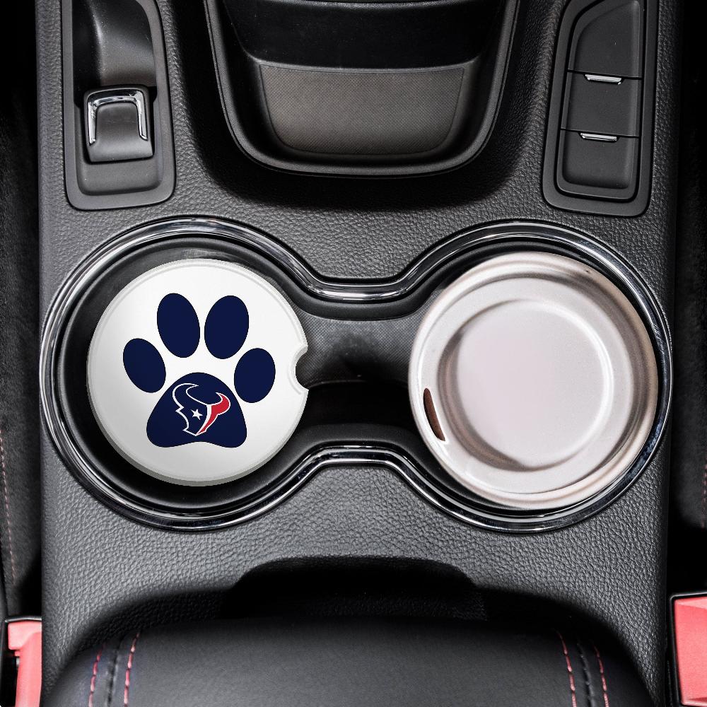 fan creations NFL Houston Texans -Themed Ceramic Car Coaster – 2.5" Paw Print Design - 2 Pack