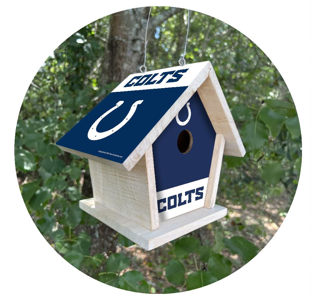 Fan Creations NFL Indianapolis Colts-Themed Birdhouse – White Mahogany With Bright UV Printed Team Colors