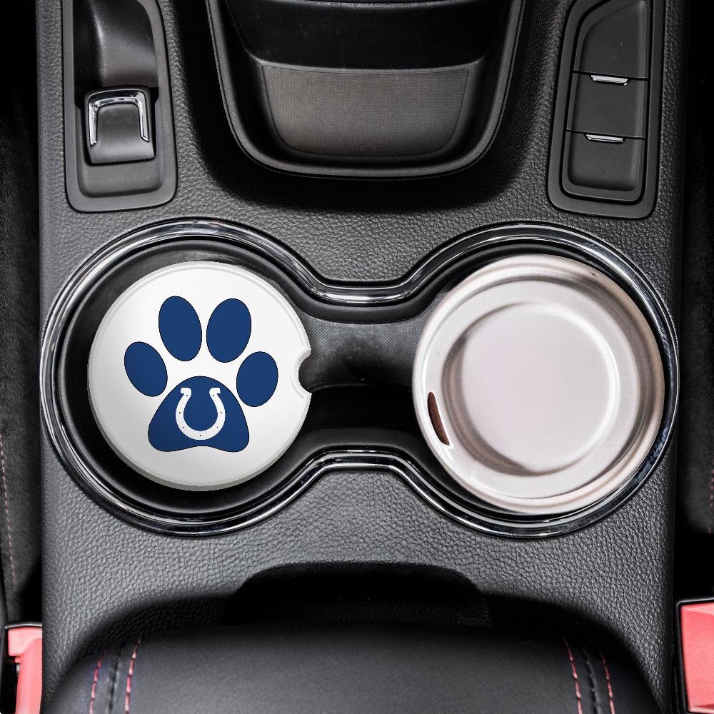 fan creations NFL Indianapolis Colts -Themed Ceramic Car Coaster – 2.5" Paw Print Design - 2 Pack