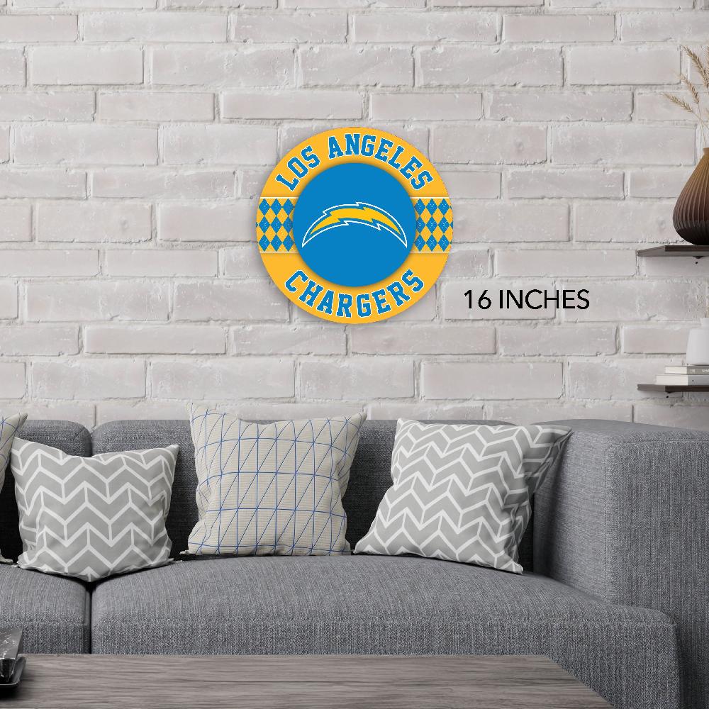 fan creations NFL Los Angeles Chargers Argyle 16inc Circle Wall Art