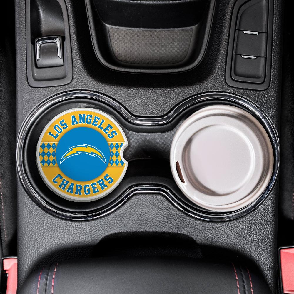 Fan Creations NFL Los Angeles Chargers Argyle Ceramic Car Coaster - 2 Pack