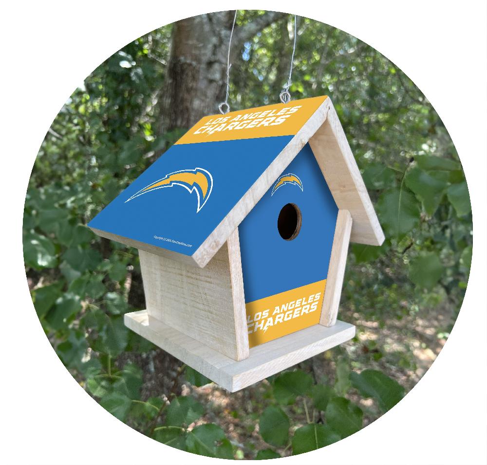 fan creations NFL Los Angeles Chargers-Themed Birdhouse – White Mahogany with Bright UV Printed Team Colors