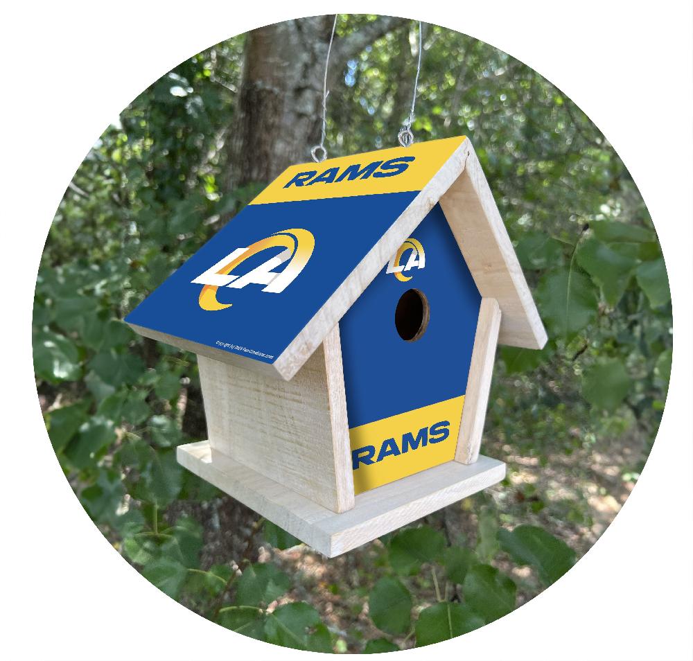 fan creations NFL Los Angeles Rams-Themed Birdhouse – White Mahogany with Bright UV Printed Team Colors