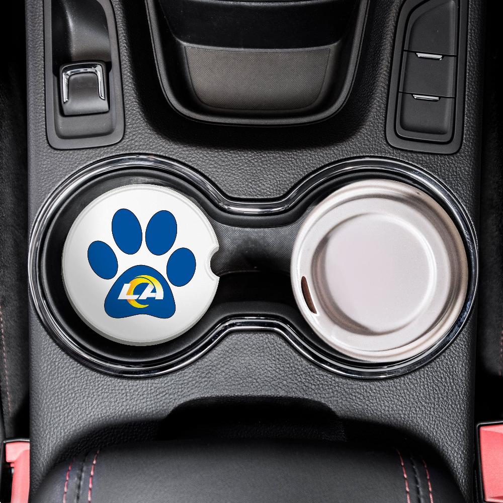 fan creations NFL Los Angeles Rams -Themed Ceramic Car Coaster – 2.5" Paw Print Design - 2 Pack