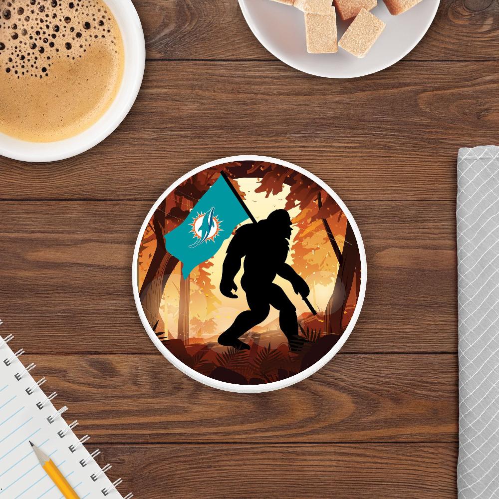 fan creations NFL Miami Dolphins - 4 inch Ceramic Big Foot Flag Car Coaster