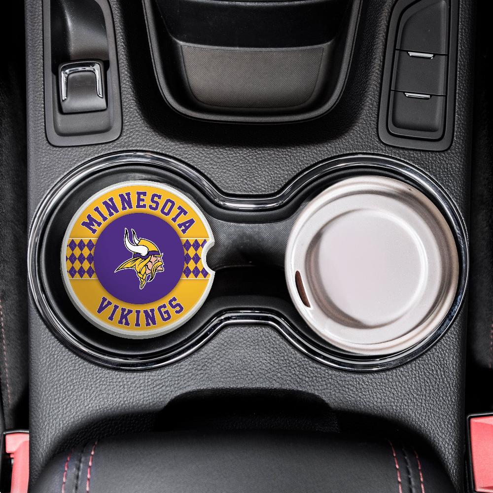 Fan Creations NFL Minnesota Vikings Argyle Ceramic Car Coaster - 2 Pack