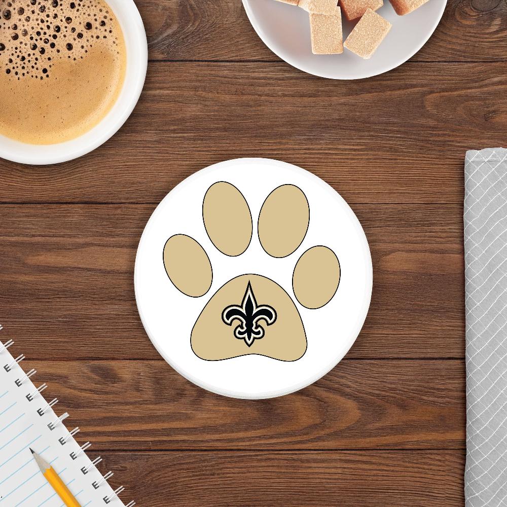 fan creations NFL - New Orleans Saints 4 in Round Dog Paw Coaster