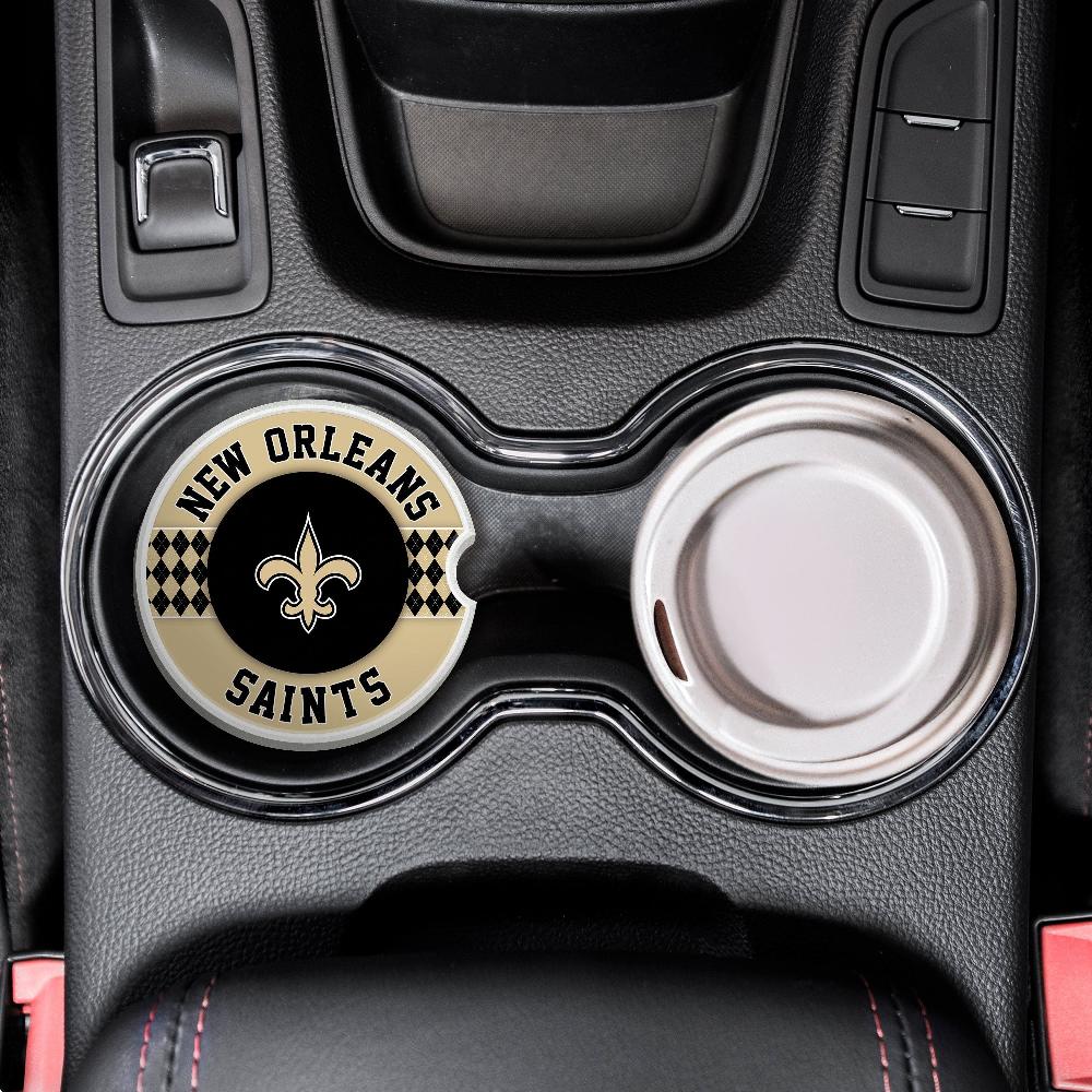 fan creations NFL New Orleans Saints Argyle Ceramic Car Coaster - 2 Pack