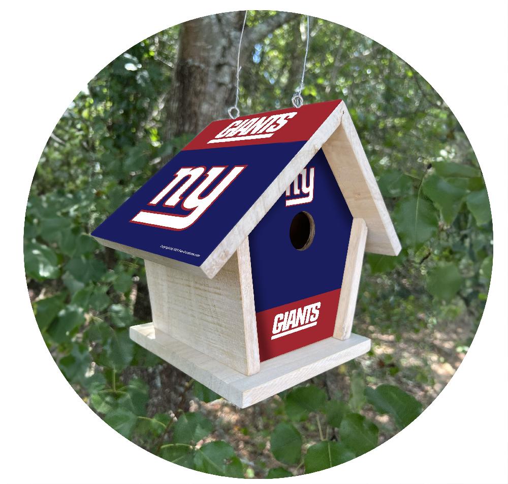 fan creations NFL New York Giants-Themed Birdhouse – White Mahogany with Bright UV Printed Team Colors