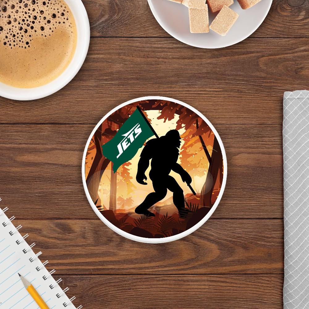 fan creations NFL New York Jets- 4 inch Ceramic Big Foot Flag Car Coaster