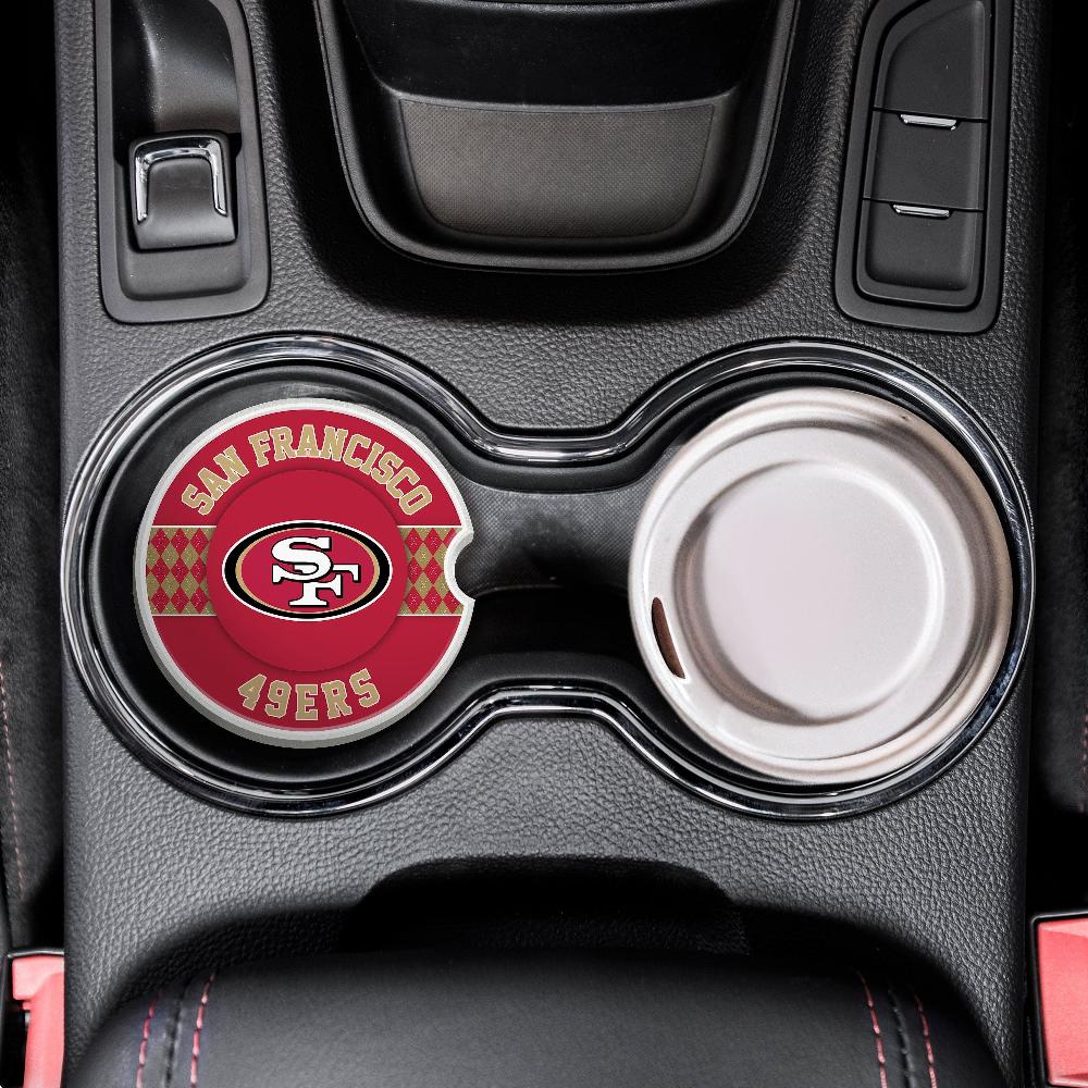 Fan Creations NFL San Francisco 49ers Argyle Ceramic Car Coaster - 2 Pack