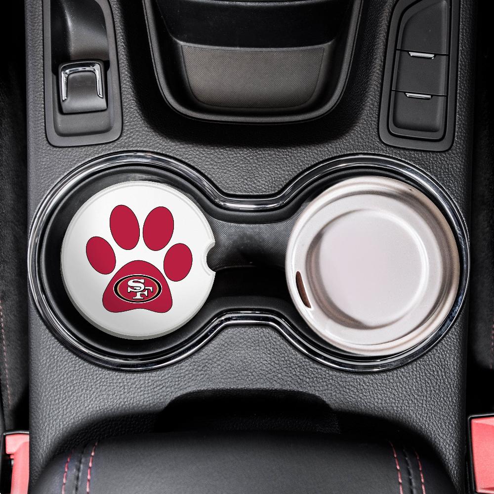 fan creations NFL San Francisco 49ers -Themed Ceramic Car Coaster – 2.5" Paw Print Design - 2 Pack