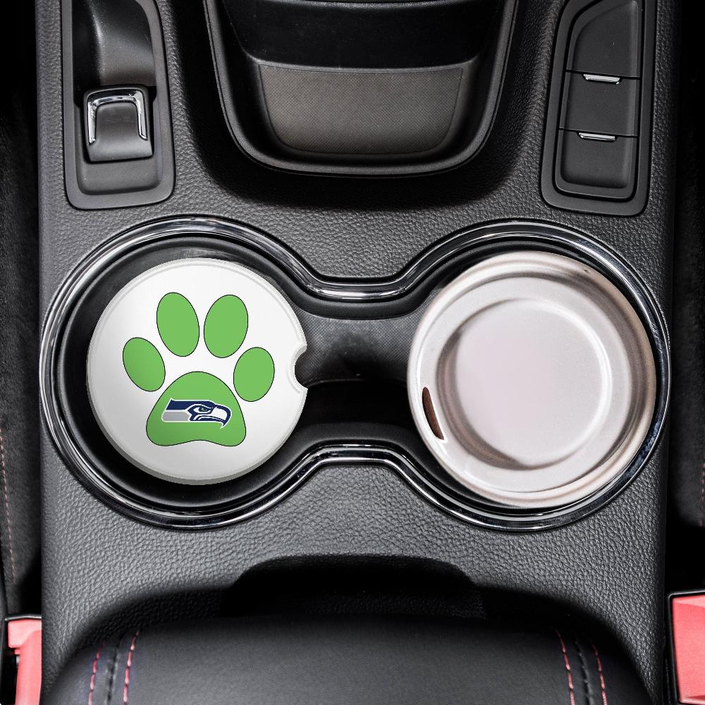 fan creations NFL Seattle Seahawks -Themed Ceramic Car Coaster – 2.5" Paw Print Design - 2 Pack