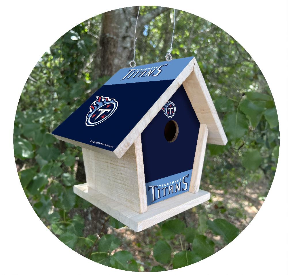 fan creations NFL Tennessee Titans-Themed Birdhouse – White Mahogany with Bright UV Printed Team Colors