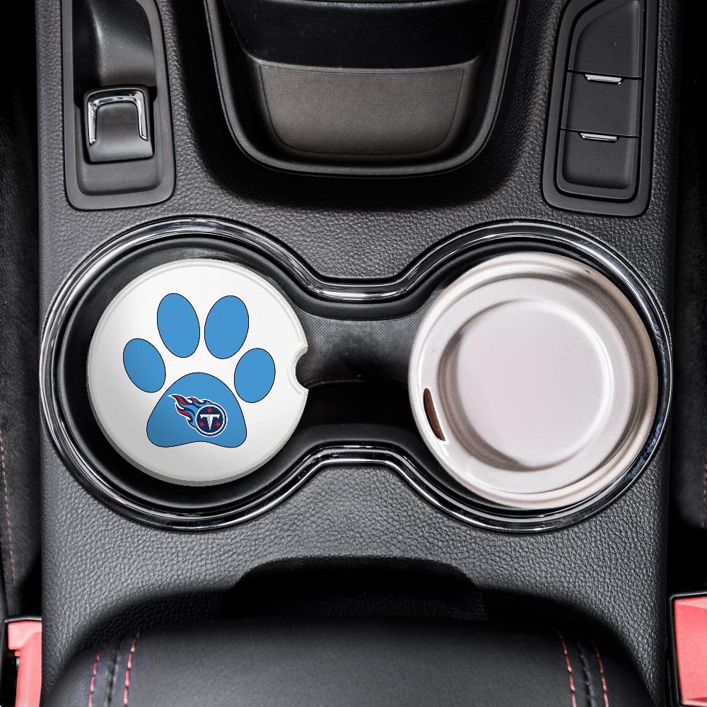 fan creations NFL Tennessee Titans -Themed Ceramic Car Coaster – 2.5" Paw Print Design - 2 Pack
