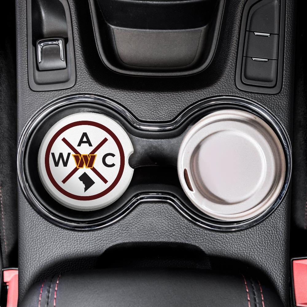 fan creations NFL Washington Commanders-Ceramic Car Coaster – Railroad Crossing Sign Design - 2 pack