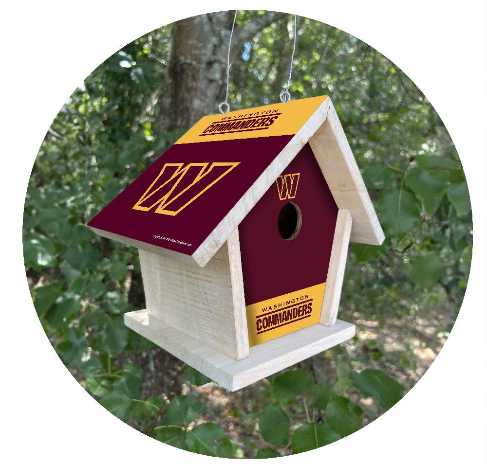 fan creations NFL Washington Commanders-Themed Birdhouse – White Mahogany with Bright UV Printed Team Colors